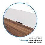 Estação de Trabalho Dupla 1,20×1,35m 02 Lugares sem Gavetas c/ ponto de tomada PÉ PAINEL – Nogal Sevilha/Branco – 34428 CT Móveis para Escritório 22