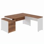 Mesa para Escritório em “L” com Gavetão – 1,92X1,60m -NOGAL SEVILHA/BRANCO – 34431 CT Móveis para Escritório 11