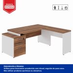 Mesa para Escritório em “L” com Gavetão – 1,92X1,60m -NOGAL SEVILHA/BRANCO – 34431 CT Móveis para Escritório 13