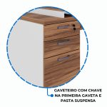 Mesa para Escritório em “L” com Gavetão – 1,92X1,60m -NOGAL SEVILHA/BRANCO – 34431 CT Móveis para Escritório 16
