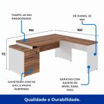 Mesa para Escritório em “L” com Gavetão – 1,92X1,60m -NOGAL SEVILHA/BRANCO – 34431 CT Móveis para Escritório 12