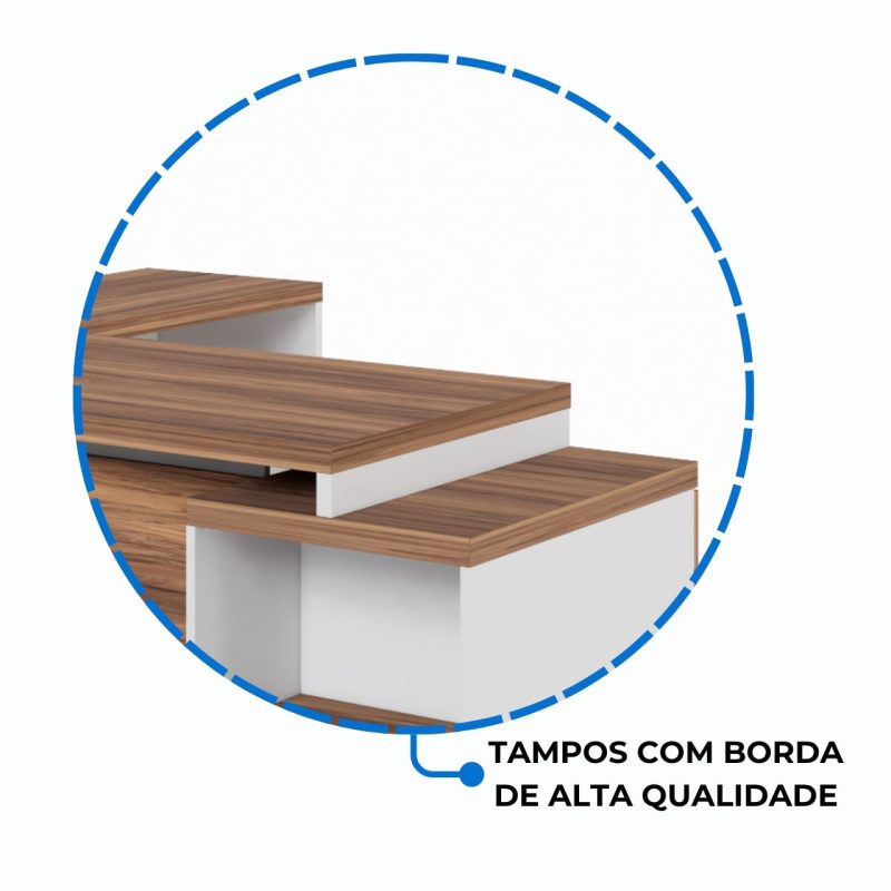 Mesa para Escritório em “L” com Gavetão – 1,92X1,60m -NOGAL SEVILHA/BRANCO – 34431 CT Móveis para Escritório 9