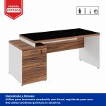 Mesa para Escritório com VIDRO FUMÊ – 1,92×0,70m – NOGAL SEVILHA/BRANCO – 34430 CT Móveis para Escritório 15