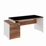Mesa para Escritório com VIDRO FUMÊ – 1,92×0,70m – NOGAL SEVILHA/BRANCO – 34430 CT Móveis para Escritório 11