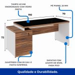 Mesa para Escritório com VIDRO FUMÊ – 1,92×0,70m – NOGAL SEVILHA/BRANCO – 34430 CT Móveis para Escritório 12