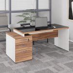 Mesa para Escritório com VIDRO FUMÊ – 1,92×0,70m – NOGAL SEVILHA/BRANCO – 34430 CT Móveis para Escritório 19