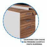 Mesa para Escritório com VIDRO FUMÊ – 1,92×0,70m – NOGAL SEVILHA/BRANCO – 34430 CT Móveis para Escritório 17