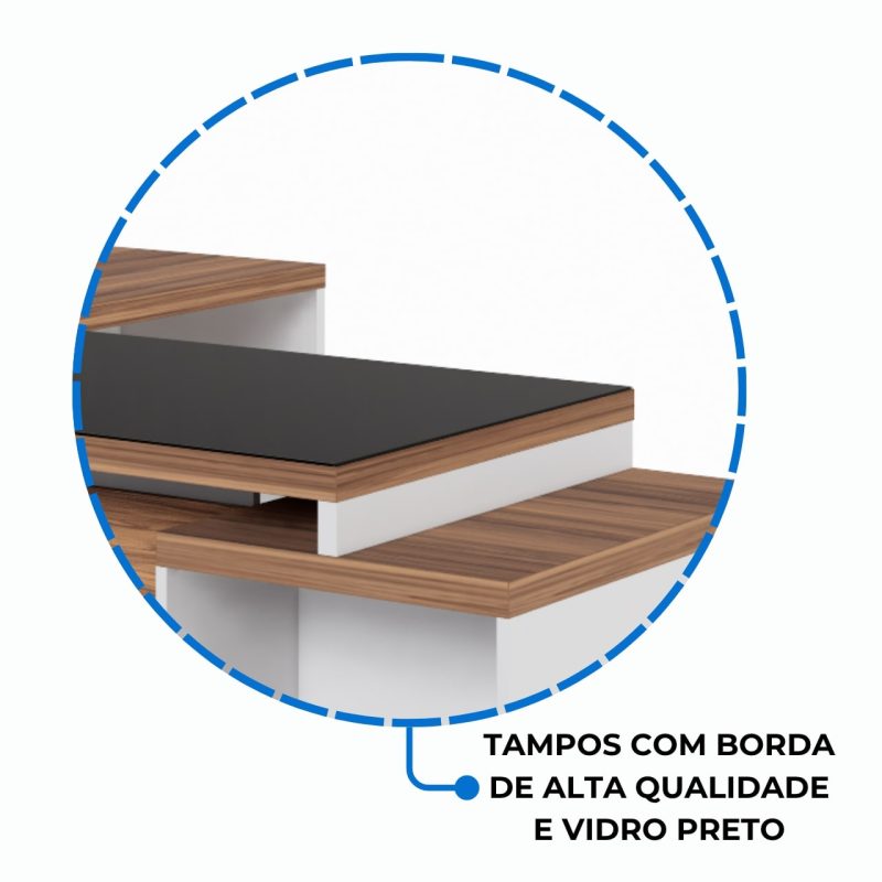 Mesa para Escritório com VIDRO FUMÊ – 1,92×0,70m – NOGAL SEVILHA/BRANCO – 34430 CT Móveis para Escritório 9