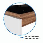 Mesa Diretorzinha c/ Aparador e Vidro Fumê – Pé de MADEIRA – 1,90×1,50m – NOGAL SEVILHA / BRANCO – 34429 CT Móveis para Escritório 13