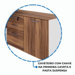 Mesa Diretorzinha c/ Aparador e Vidro Fumê – Pé de MADEIRA – 1,90×1,50m – NOGAL SEVILHA / BRANCO – 34429 CT Móveis para Escritório 18