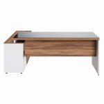 Mesa Diretorzinha c/ Aparador e Vidro Fumê – Pé de MADEIRA – 1,90×1,50m – NOGAL SEVILHA / BRANCO – 34429 CT Móveis para Escritório 17