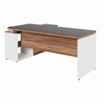 Mesa Diretorzinha c/ Aparador e Vidro Fumê – Pé de MADEIRA – 1,90×1,50m – NOGAL SEVILHA / BRANCO – 34429 CT Móveis para Escritório 15