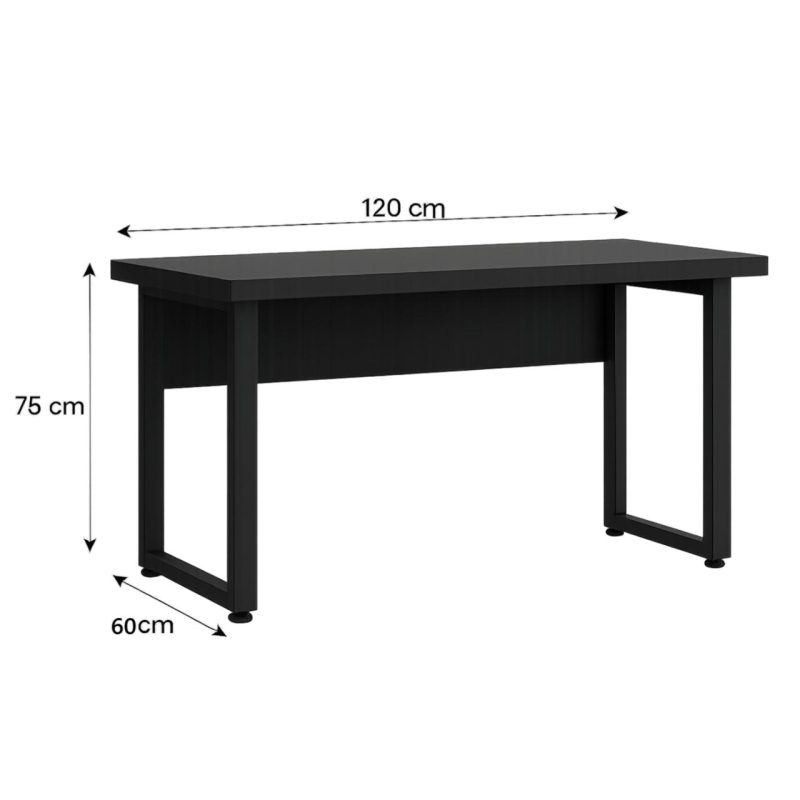 Mesa Escritório PÉ QUADRO – 1,20×0,60m – S/ Gavetas – PRETO / PRETO – 26001 CT Móveis para Escritório 5