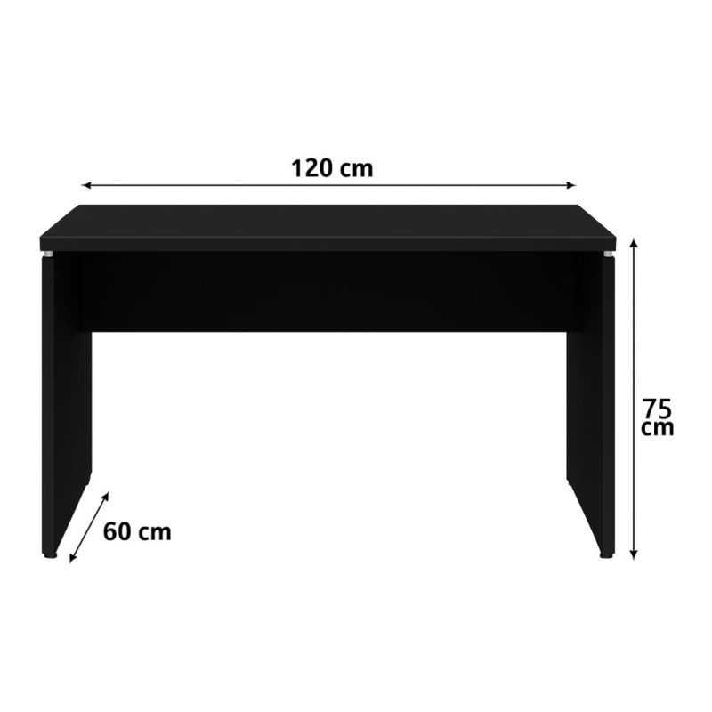Mesa Escritório 1,20×0,60m – S/ Gavetas – PRETO/PRETO – 26005 CT Móveis para Escritório 4