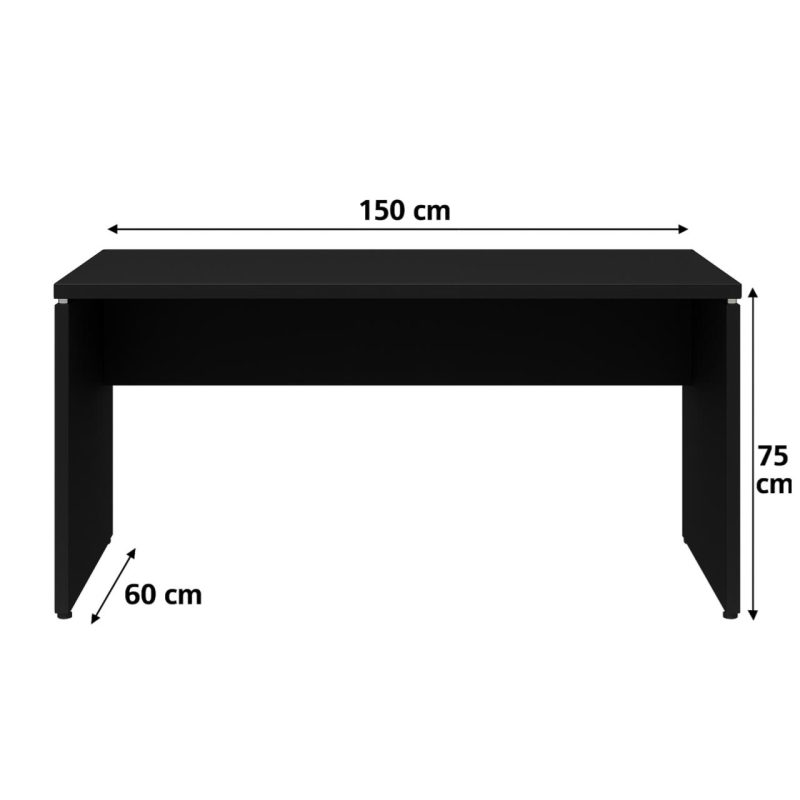 Mesa Escritório 1,50×0,60m – S/ Gavetas – PRETO/PRETO – 26006 CT Móveis para Escritório 6