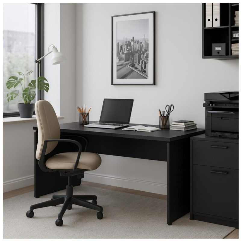 Mesa Escritório 1,70×0,70m – S/ Gavetas – PRETO/PRETO – 26007 CT Móveis para Escritório 8