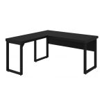 Mesa em L PÉ QUADRO (1,50×0,60m + Mesa Auxiliar) – S/ Gavetas – PRETO / PRETO – 26010 CT Móveis para Escritório 15