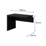 Mesa em L PÉ QUADRO (1,50×0,60m + Mesa Auxiliar) – S/ Gavetas – PRETO / PRETO – 26010 CT Móveis para Escritório 18