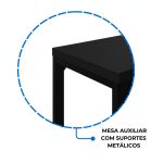 Mesa em L PÉ QUADRO (1,50×0,60m + Mesa Auxiliar) – S/ Gavetas – PRETO / PRETO – 26010 CT Móveis para Escritório 19