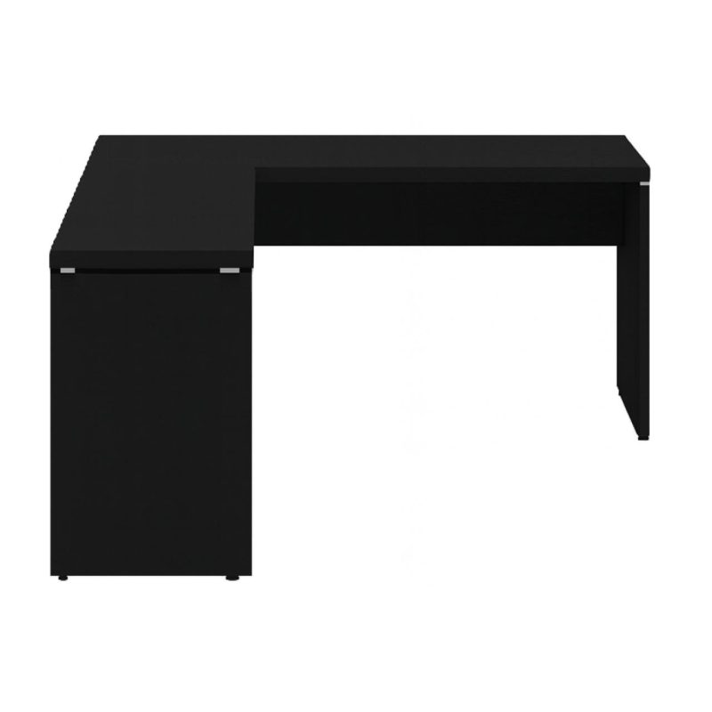 Mesa em L PÉ PAINEL (1,50×0,60m + Mesa Auxiliar) – S/ Gavetas – PRETO / PRETO – 26012 CT Móveis para Escritório 3