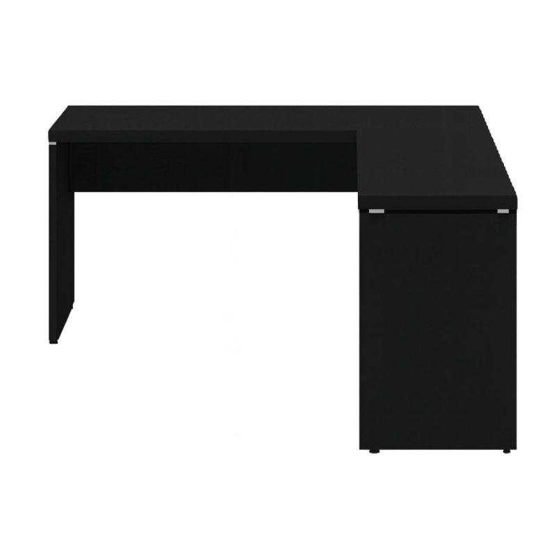 Mesa em L PÉ PAINEL (1,50×0,60m + Mesa Auxiliar) – S/ Gavetas – PRETO / PRETO – 26012 CT Móveis para Escritório 4