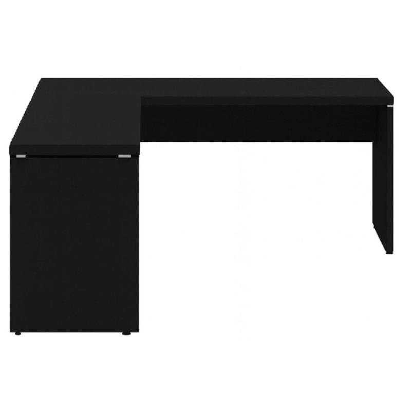Mesa em L PÉ PAINEL (1,70×0,70m + Mesa Auxiliar) – S/ Gavetas – PRETO / PRETO – 26013 CT Móveis para Escritório 3