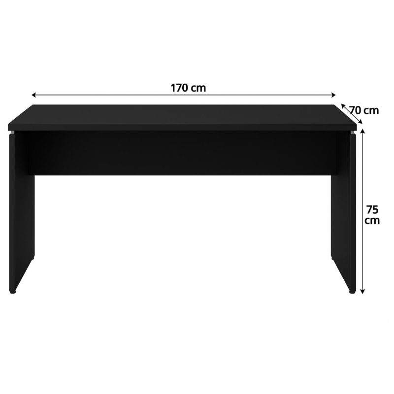 Mesa em L PÉ PAINEL (1,70×0,70m + Mesa Auxiliar) – S/ Gavetas – PRETO / PRETO – 26013 CT Móveis para Escritório 6