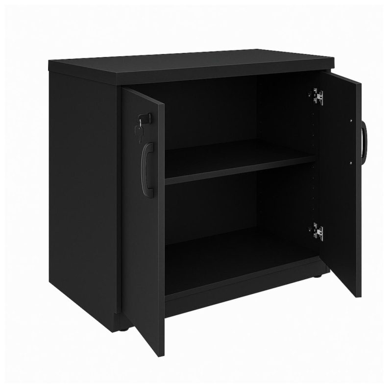 Armário Baixo com Prateleiras Internas – MDP Preto – 26030 CT Móveis para Escritório 2