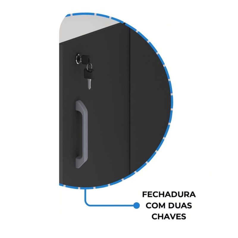Armário Alto com Portas Inferiores e Prateleiras Abertas – MDP Preto – 26033 CT Móveis para Escritório 7