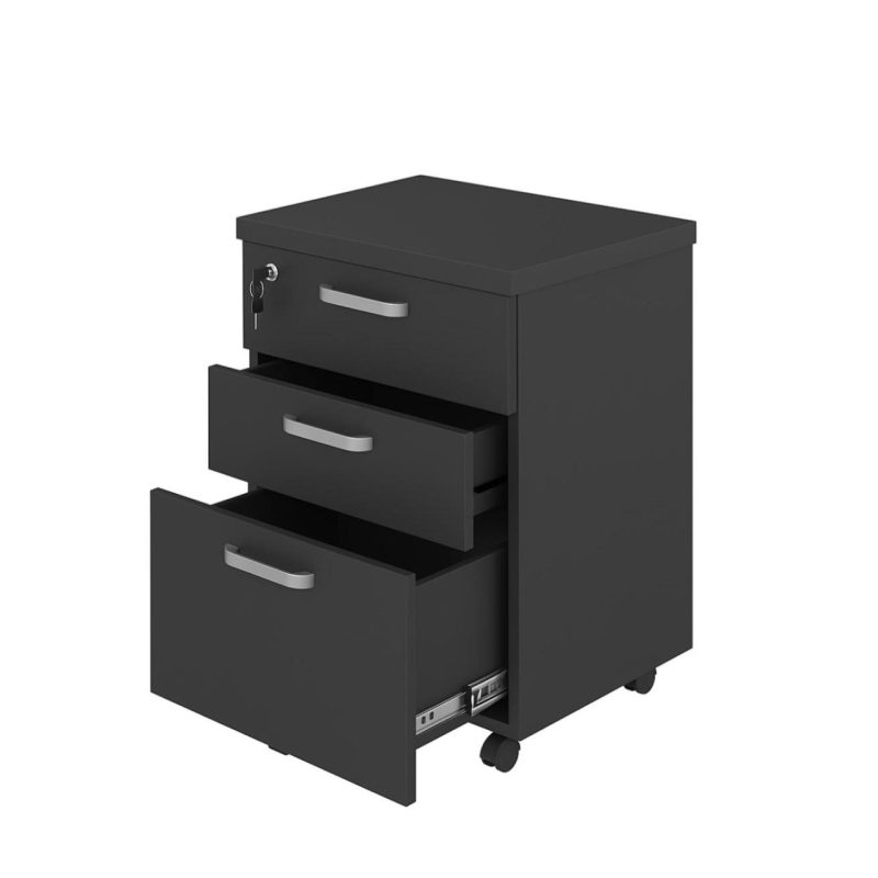 Gaveteiro Volante com 03 Gavetas com Rodízios e Fechadura – MDP Preto – 26034 CT Móveis para Escritório 5