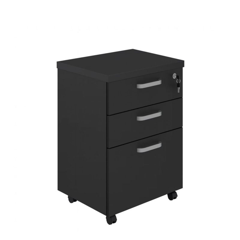 Gaveteiro Volante com 03 Gavetas com Rodízios e Fechadura – MDP Preto – 26034 CT Móveis para Escritório 6