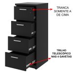 Arquivo de Madeira para Pasta Suspensa com 4 Gavetas – MDP PRETO – 26035 CT Móveis para Escritório 13