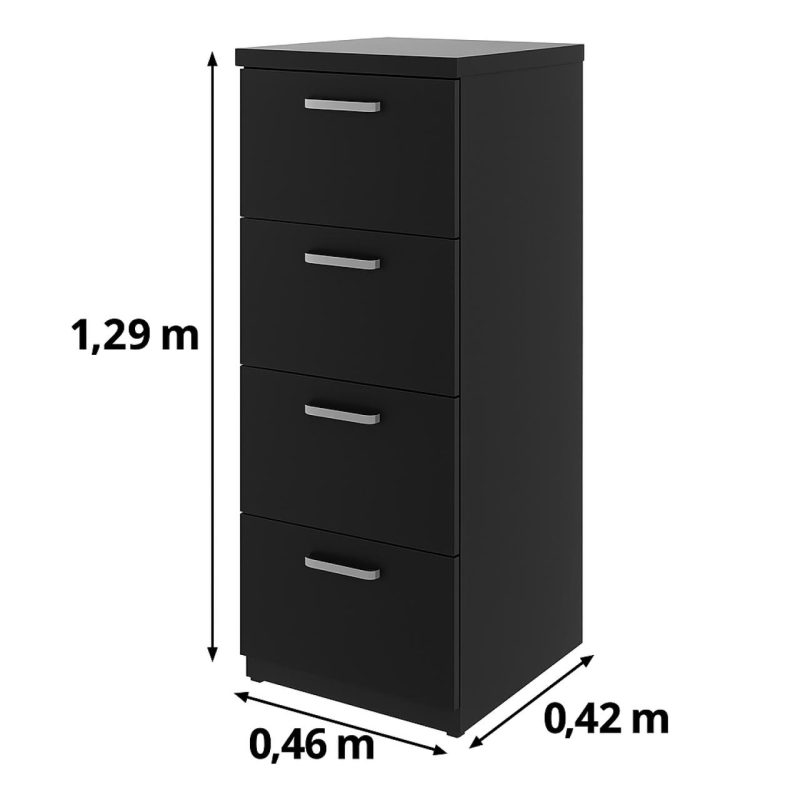 Arquivo de Madeira para Pasta Suspensa com 4 Gavetas – MDP PRETO – 26035 CT Móveis para Escritório 5