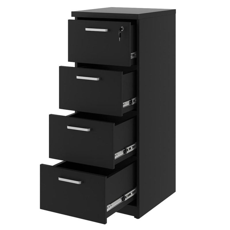 Arquivo de Madeira para Pasta Suspensa com 4 Gavetas – MDP PRETO – 26035 CT Móveis para Escritório 9