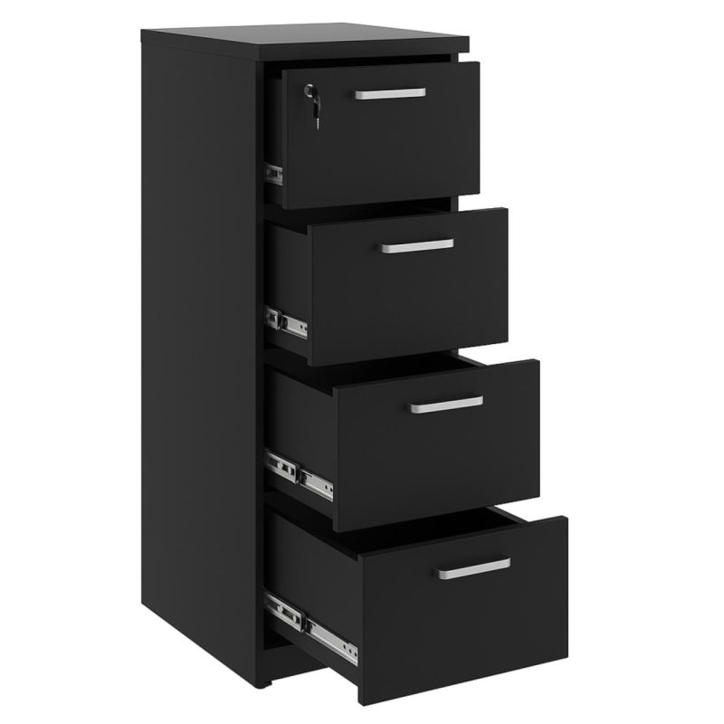 Arquivo de Madeira para Pasta Suspensa com 4 Gavetas – MDP PRETO – 26035 CT Móveis para Escritório 2