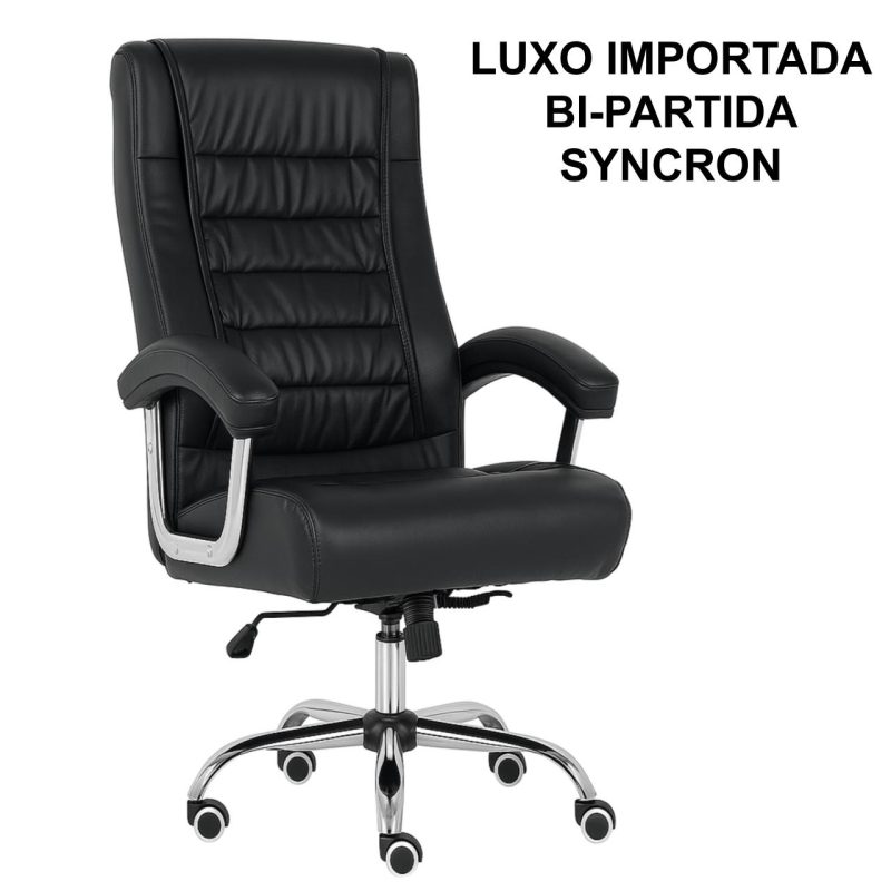Poltrona LUXO IMPORTADA Concha Dupla Syncron – Couríssimo Preto – 30017 CT Móveis para Escritório 2