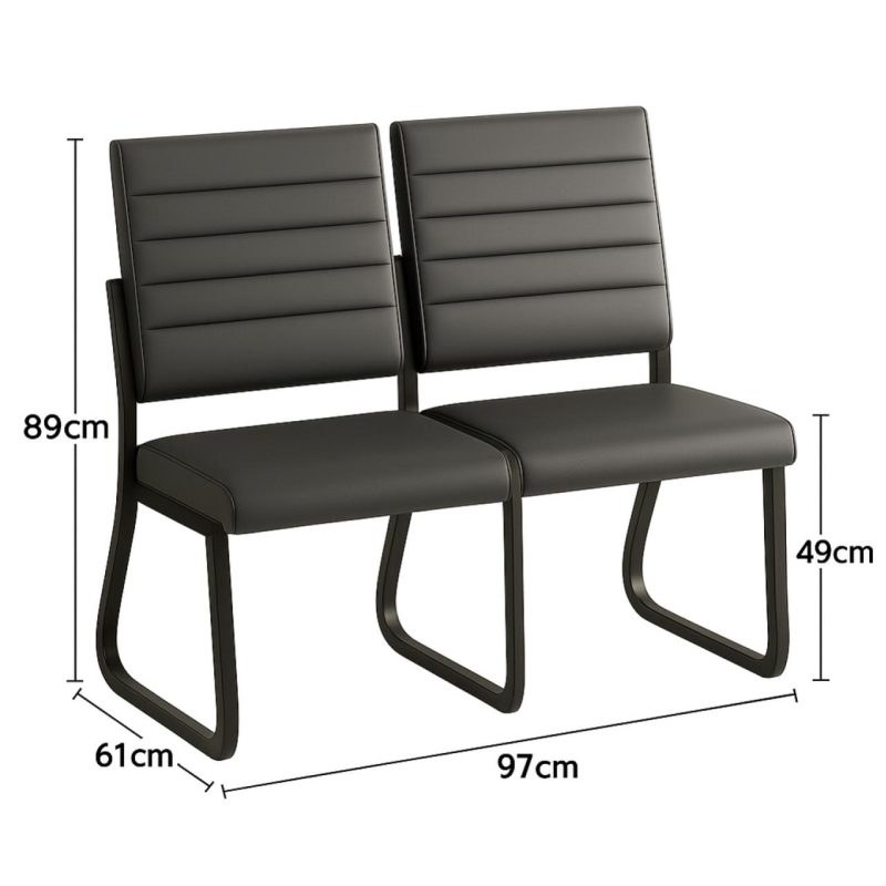 Sofanete para Escritório Estofada com 02 Lugares – TRIX – Pés PRETO – 35120 CT Móveis para Escritório 7