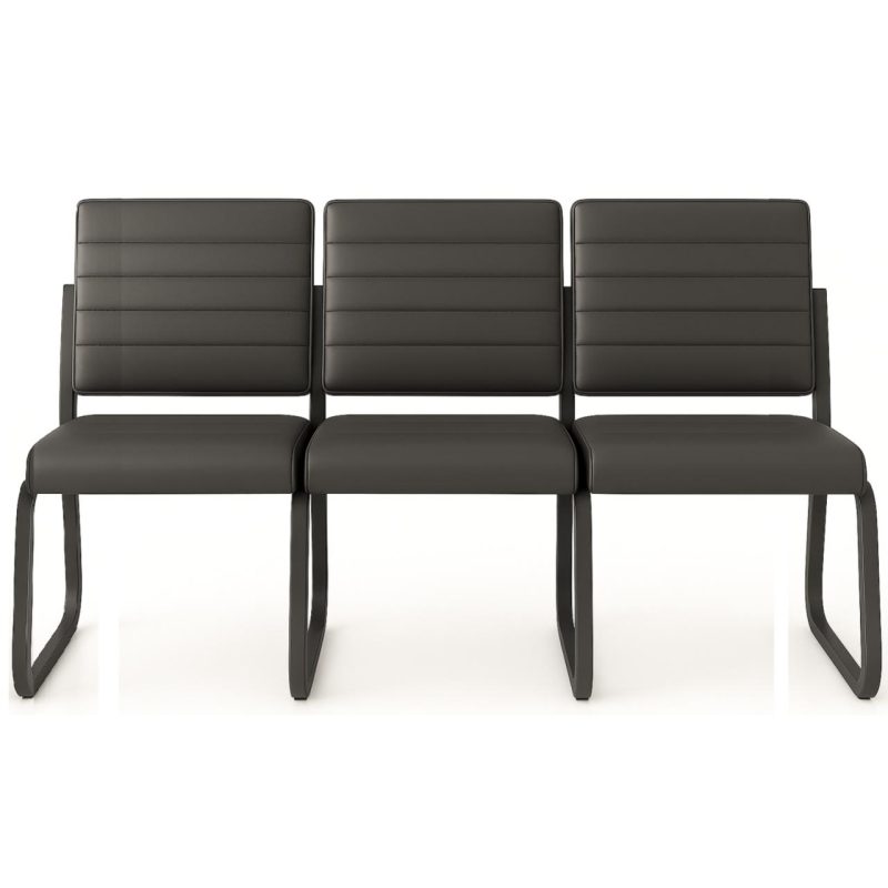 Sofanete para Escritório Estofada com 03 Lugares – TRIX – Pés PRETO – 35123 CT Móveis para Escritório 3