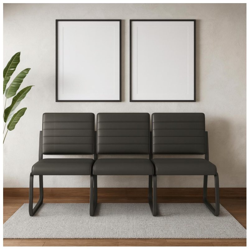 Sofanete para Escritório Estofada com 03 Lugares – TRIX – Pés PRETO – 35123 CT Móveis para Escritório 9