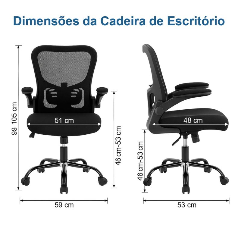 Cadeira de Escritório Tela NYO – Cor Preto – 20097 CT Móveis para Escritório 3