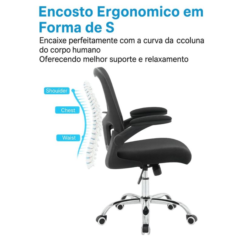 Cadeira de Escritório Tela NYO – Cor Preto – 20097 CT Móveis para Escritório 6